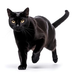  black cat on isolated white background