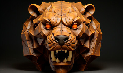 bear head portrait sculpture on a dark amber background created with Generative Ai