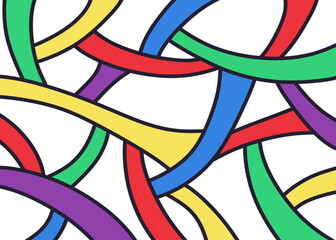 Poster - Minimalist background with overlapping colorful wavy lines pattern