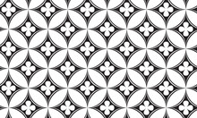 Indonesian Batik Motif With Floral Pattern.  Indonesian Batik Seamless Pattern Vector.  Black White Seamless Pattern Background