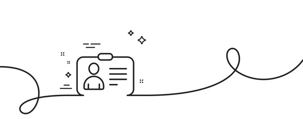 Poster - id card line icon. continuous one line with curl. user profile sign. person silhouette symbol. ident