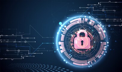 Fototapete - Data security Illustrates cyber data or information privacy idea. Color internet technology.