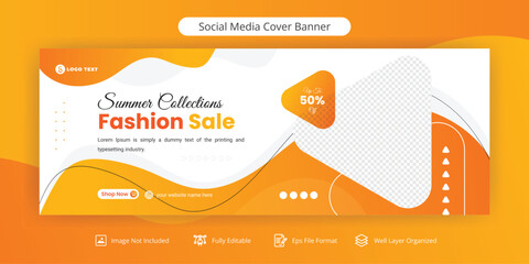 Wall Mural - Summer Collections Fashion Sale Social Media Facebook Cover Banner Template