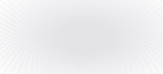 Poster - Gray and white color tone dotted lines banner, background. Black and white halftone effect perspective background. Ideal for advertising, business card, website banner, header or footer design.