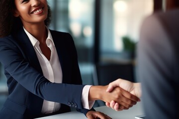 Wall Mural - Businesswoman shaking hands and making a deal