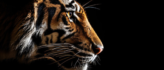 Sticker - Tiger in front of a black background illustration (AI Generated)