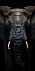 Wall Mural - Elephant in front of a black background illustration (AI Generated)