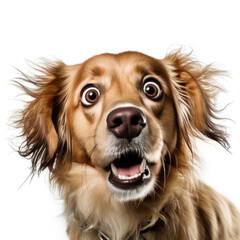 Sticker - Startled dog in front of a white background (AI Generated) 