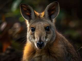 Wall Mural - Wallaby  in its habitat close up portrait 