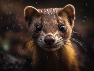 Wall Mural - Weasel portrait created with Generative AI technology