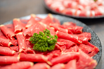 Sticker - Slice of the fresh raw beef for shabu shabu