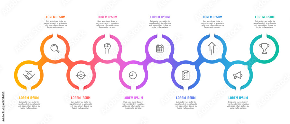 10 process infographics with icons to Success. Vector illustration ...