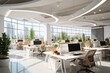 © AI Farm - Stylish and functional modern office with natural lighting and contemporary design elements. Generative AI