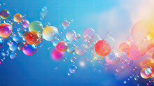 Abstract Pc Desktop Wallpaper Background With Flying Bubbles On A Colorful Background. AI Generative