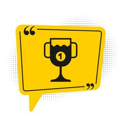 Canvas Print - Black Award cup icon isolated on white background. Winner trophy symbol. Championship or competition trophy. Sports achievement sign. Yellow speech bubble symbol. Vector