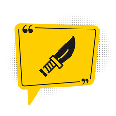 Wall Mural - Black Dagger icon isolated on white background. Knife icon. Sword with sharp blade. Yellow speech bubble symbol. Vector