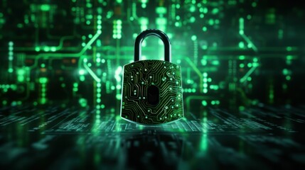 Cyber security concept, digital lock.