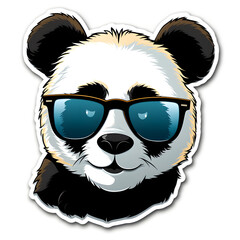 Wall Mural - funny panda cartoon style sunglass sticker design , Generative Ai