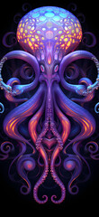 Wall Mural - photo of iridescent octopus god Generative Ai