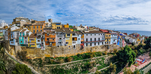 Canvas Print - Colorful houses in seaside of Villajoyosa in Spain.