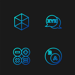 Poster - set line subsets, math, a is subset of b, calculator, geometric figure cube and xyz coordinate syste