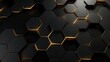 Abstract background with black and gold 3d hexagons