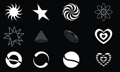 Wall Mural - retro y2k elements. universal shapes for design, projects, posters, banners. elements collection. re