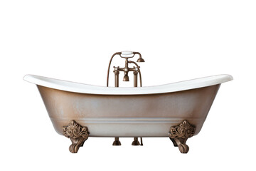 Wall Mural - Vintage Bathtub isolated on white background. Generative AI