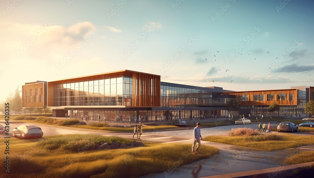 School building exterior, generative ai Stock Illustration | Adobe Stock