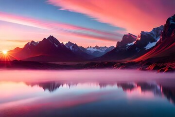 Wall Mural - sunrise in the mountains