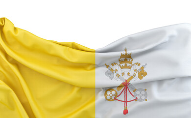 Wall Mural - Flag of Vatican isolated on white background with copy space above. 3D rendering