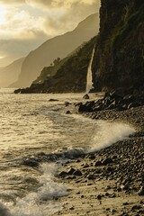 Wall Mural - Beautiful shot of sunset over Ponta do Sol, Madeira Island