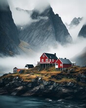 Red Houses In The Mountains Of Trollsjua | Olympiank