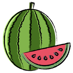 Canvas Print - Hand drawn Watermelon cut icon