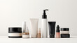 Set of cosmetic products mock-up on white background. Different containers for cosmetic advertising. 