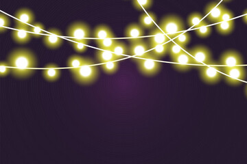Poster - Christmas bright, beautiful lights, design elements. Glowing lights for design of Xmas greeting cards. Garlands, light Christmas decorations.
