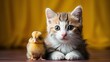 Cat and canary cute friendship, generative ai