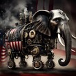 Generative AI illustration of a mechanical steampunk elephant 