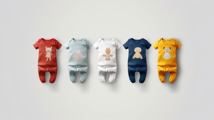 Wall Mural - Kids Bodysuits in different colors and design. AI generated