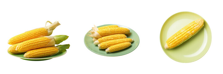 Wall Mural - Corn on a plate transparent background