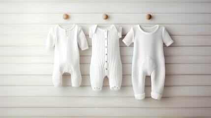 Wall Mural - Kids Bodysuits in White Color. AI generated