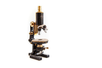 Antique microscope Carl Zeiss isolated on white background