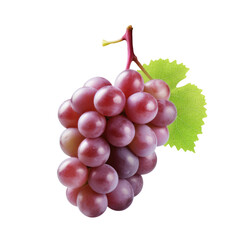 red grapes bunch isolated on white background. Generative AI