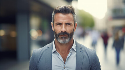 40 years old business man Entrepreneur businessman standing on the sidewalk