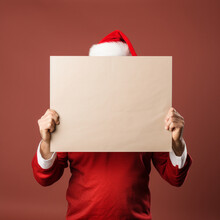 Santa Claus Holding A Blank Placard