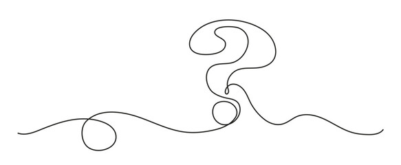 Question mark continuous line art. FAQ concept vectorOne continuous drawing of a question mark. Interrogation symbols for expressing problems or difficulty.