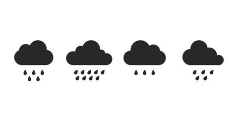 Wall Mural - Rain clouds icon set. Rain clouds collection. Black vector clouds. Vector illustration