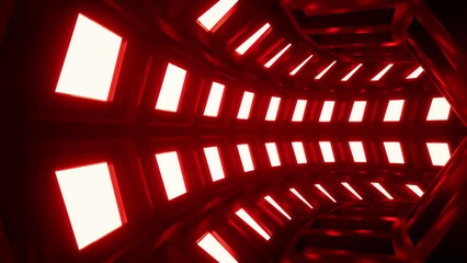 Poster - Glowing Red LED Lights Tunnel VJ Loop Background