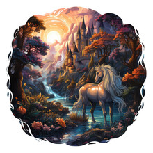 A Magical And Enchanting Forest Inhabited By Mythical Creatures, With Majestic Unicorns Grazing Peacefully, Generative Ai