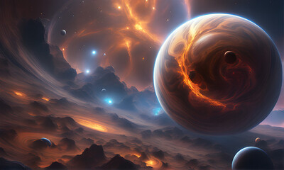 Wall Mural - nebula, stars, some explosions ,sky lights patterns and planets in the galaxy space background. it's